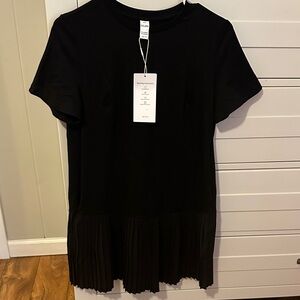 Black Pleated Hem Dress